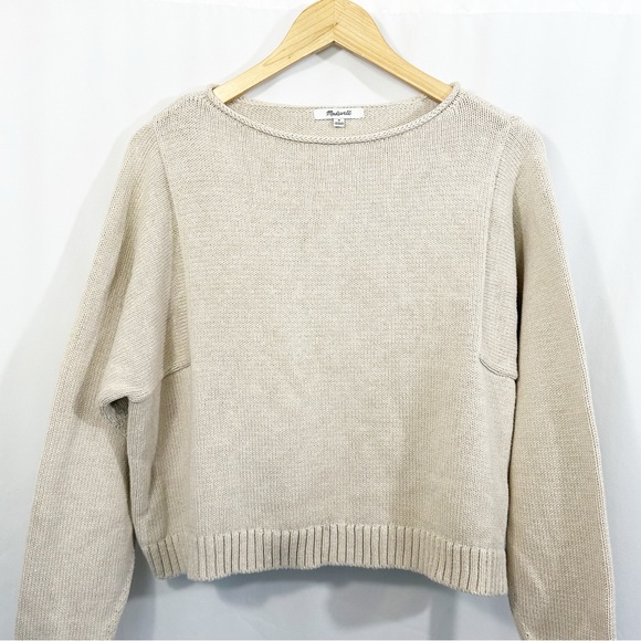 Madewell Rolled Neck Pullover Knit Sweater in Oatmeal Neutral - Picture 4 of 11